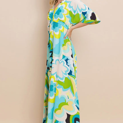 ODDI Floral Printed Slit Maxi Dress