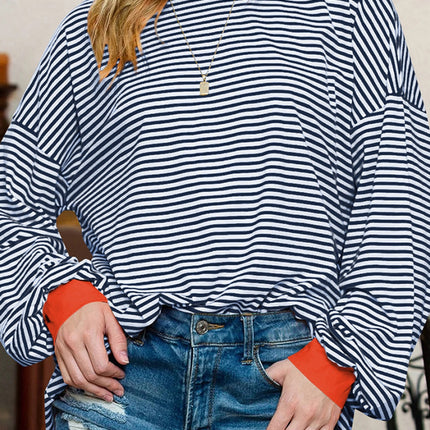 Contrast Striped Long Sleeve Sweatshirt