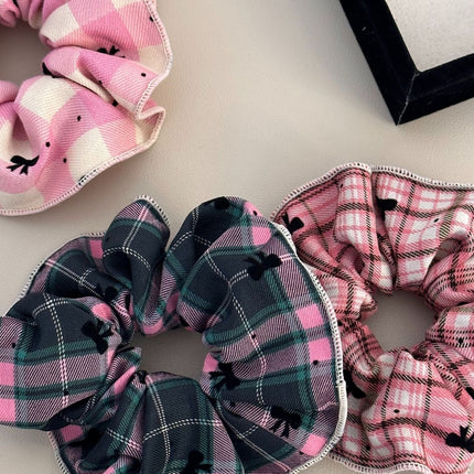 3-Piece Plaid Contrast Elastic Hair Scrunchy