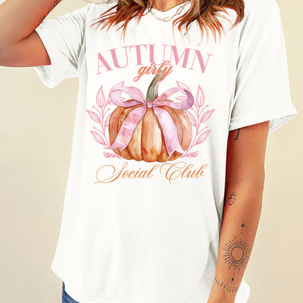 Pumpkin Graphic Round Neck Short Sleeve T-Shirt