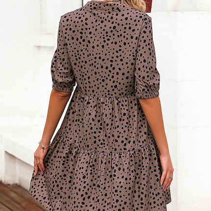 Printed Notched Half Sleeve Dress