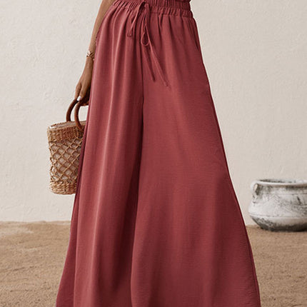 Perfee Frill Tied Wide Leg Pants