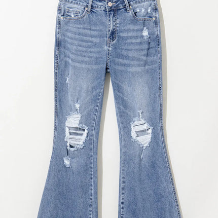 Distressed Raw Hem Bootcut Jeans