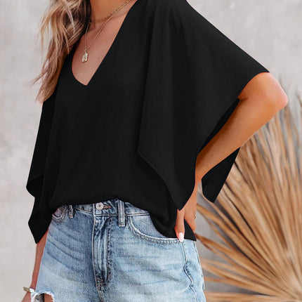 V-Neck Half Sleeve Blouse