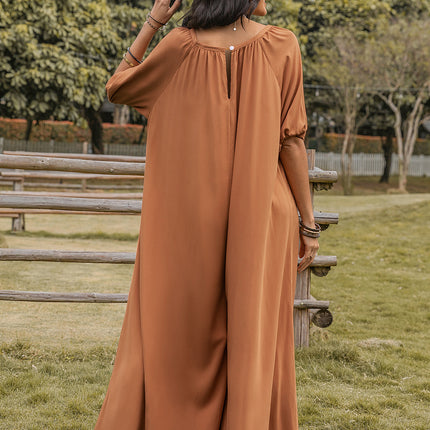 Scoop Neck Half Sleeve Wide Leg Jumpsuit