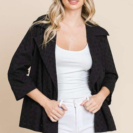 Culture Code Double Breasted Eyelet Jacket with Pockets