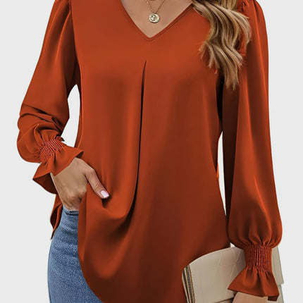 V-Neck Flounce Sleeve Top