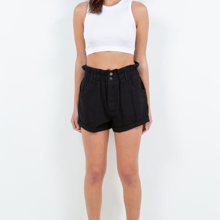 American Bazi High Waist Paper Bag Shorts