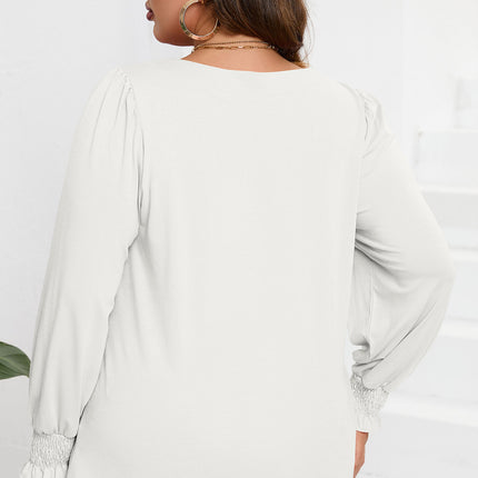 Plus Size Square Neck Lantern Sleeve T-Shirt