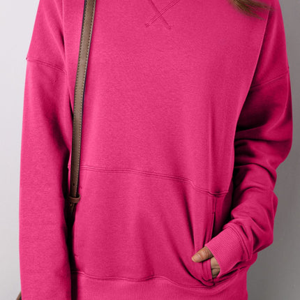 Solid Color Round Neck Long Sleeve Sweatshirt