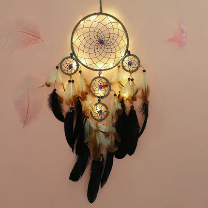2023 New Dream catchers Retro 5 Ring Dream Catchers Home Decoration Indians Natural Stone Tree of Life Dreamcatcher Wall Hanging