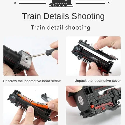 Simulation Electric Train Model with Track Railway Toys Battery Operated Classical High-speed Rail train toys for children