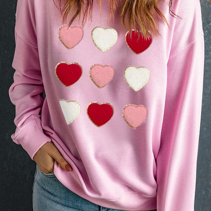 Contrast Heart Long Sleeve Sweatshirt