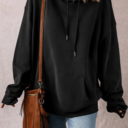 Drawstring Pocketed Long Sleeve Hoodie