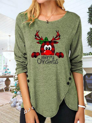 Full Size Reindeer Round Neck Long Sleeve T-Shirt