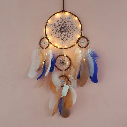 2023 New Dream catchers Retro 5 Ring Dream Catchers Home Decoration Indians Natural Stone Tree of Life Dreamcatcher Wall Hanging