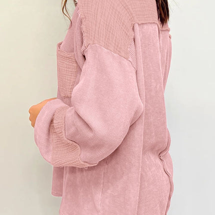 Exposed Seam Round Neck Long Sleeve Sweatshirt