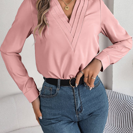 V-Neck Long Sleeve Blouse