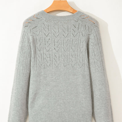 Openwork Button Down Long Sleeve Cardigan - Vickie Lynn's