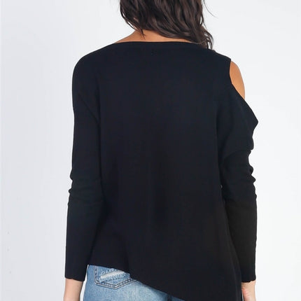 UNIQ Cold Shoulder Long Sleeve Knit Top