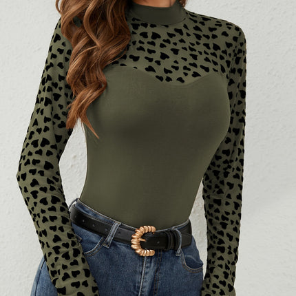 Heart Mock Neck Long Sleeve T-Shirt