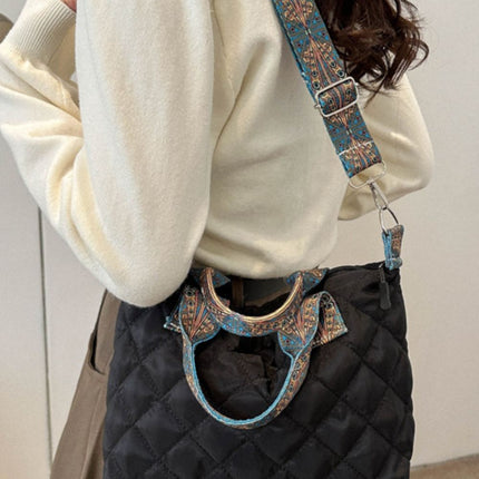 Bubble Textured Printed Strap Handbag