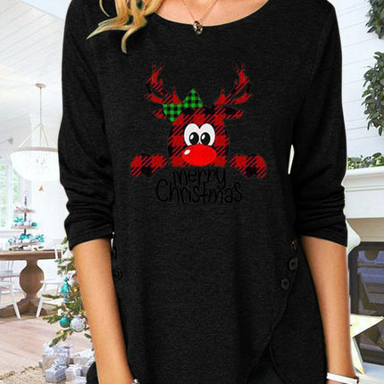 Full Size Reindeer Round Neck Long Sleeve T-Shirt