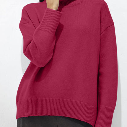 Turtleneck Drop Shoulder Long Sleeve Sweater