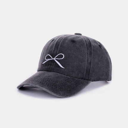 Zenana Bow Embroidered Washed Cotton Caps