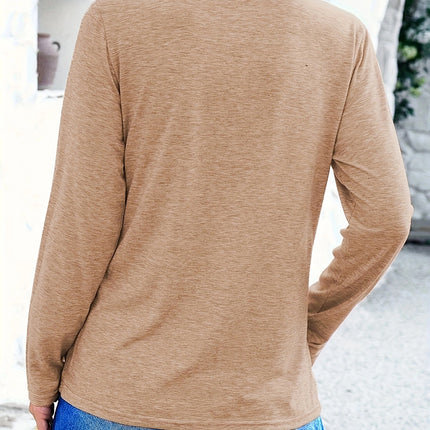 Crisscross V-Neck Long Sleeve T-Shirt