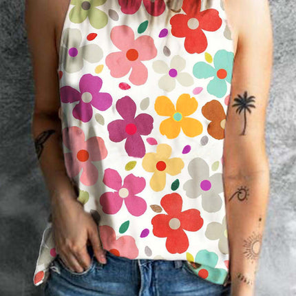 Flower Printed Round Neck Tank