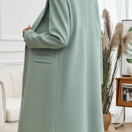 Pocketed Collared Neck Long Sleeve Coat