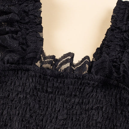 Lace Ruffled Wide Strap Midi Dress