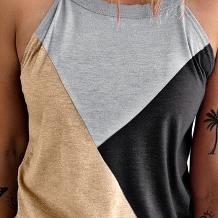 Color Block Grecian Neck Tank