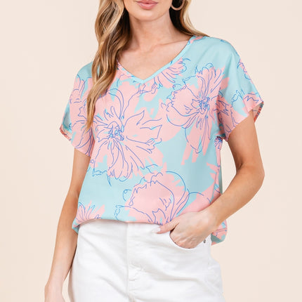 BOMBOM Floral Short Sleeve T-Shirt