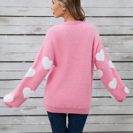 Angel Wings Heart Dropped Shoulder Long Sleeve Sweater