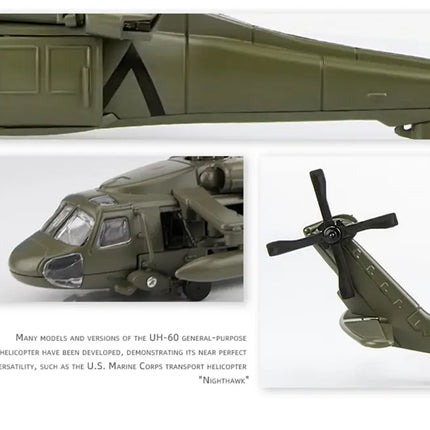 NEW America Black UH-60 Hawk Utility Helicopter Alloy Airplane Model Simulation Metal Flying Model Toy Sound and Light Kids Gift
