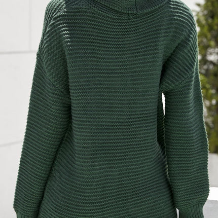 Side Slit Turtleneck Long Sleeve Sweater