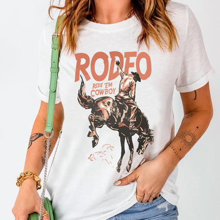 Cowboy Graphic Round Neck Short Sleeve T-Shirt - Vickie Lynn's