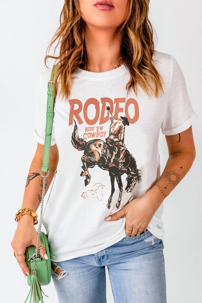Cowboy Graphic Round Neck Short Sleeve T-Shirt - Vickie Lynn's