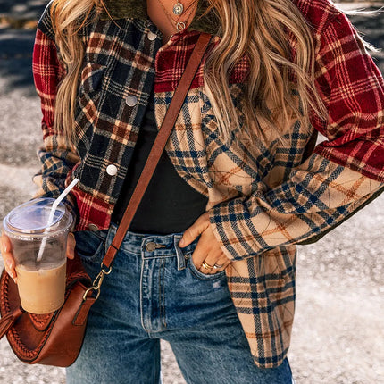 Plaid Button Up Long Sleeve Jacket