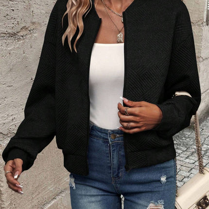 Textured Zip Up Long Sleeve Jacket