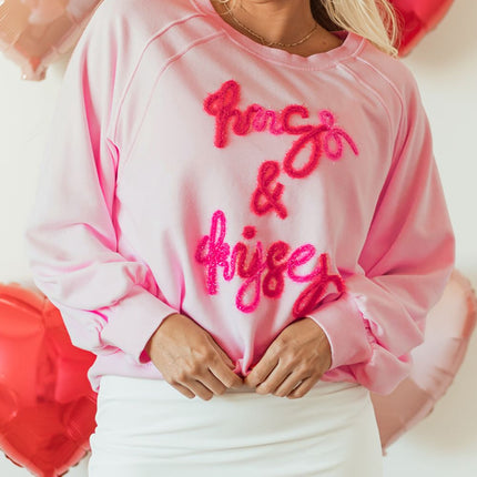 Valentine’s Day HUG AND KISSES Round Neck Sweatshirt