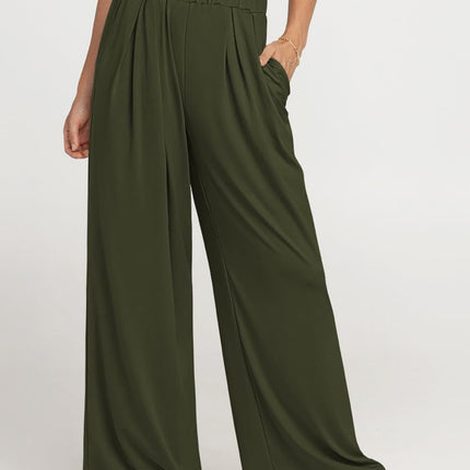 Elastic Waist Wide Leg Pants