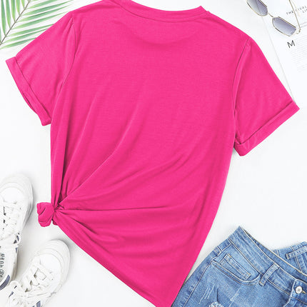 Flower Round Neck Short Sleeve T-Shirt