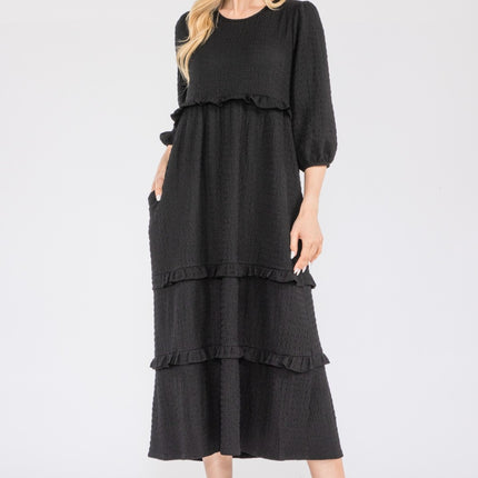 Celeste Full Size Tiered-Ruffle Midi Dress