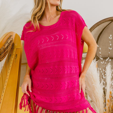 BiBi Fringed Hem Knit Top