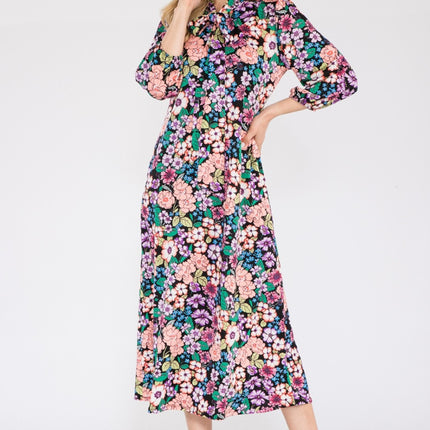 Celeste Full Size Floral Midi Dress with Bow Tied