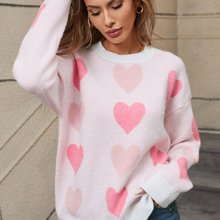 Angel Wings Heart Round Neck Long Sleeve Sweater