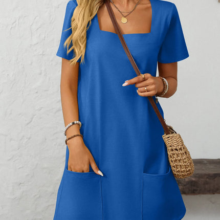 Mandy Square Neck Short Sleeve Mini Dress